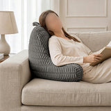 Bed Rest Backrest Cushion with Armrests Pocket Washable Cover Dark Grey