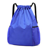 Sports Drawstring Backpack with 2 Pockets Large-Capacity Basketball Bag Royal Blue