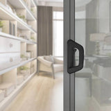 Sliding Door Lock Handle Set Security Lock with Keys for Glass Patio Door Black