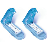 2Pcs Portable Pill Cutter Tablet Splitter with Adjustable Gear Pill Slicer for Travel Home Blue