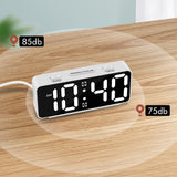 Small Digital Alarm Clock with 5 Dimmers & 5 Alarm Volumes White