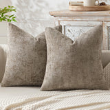 2 Pack Chenille Knit Throw Pillow Covers for Couch Sofa Bed Camel