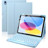 Bluetooth Keyboard Case Compatible With iPad 11th 10th Gen A16 Backlit Cover Blue