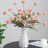 5 PCS Stem Cloth Dandelion Ball Artificial Flowers with Bendable Stems Pink