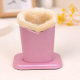 Soft Plush Lined PU Leather Eyeglasses Desk Holder Stand with Base Pink