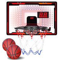 Indoor Lighted Basketball Hoop Mini Over The Door Basketball Hoops with 2 Basketball for Kids Red