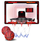 Indoor Lighted Basketball Hoop Mini Over The Door Basketball Hoops with 2 Basketball for Kids Red