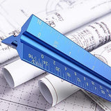 Architectural Scale Ruler Aluminum Triangular Ruler for Blueprint Triangle Drafting Architecture Blue