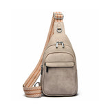 Women Crossbody Bag PU Leather Sling Bag Small Chest Bag Shoulder Pack Grey