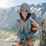 Cooling Hoodie Towel Neck Wrag Sport Cooling Towel for  Workout Camping Cycling Grey