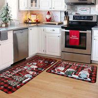 2PCS Christmas Floor Mats Set – Non-Slip Rugs for Kitchen Bathroom Living Room and Doorway Style 1
