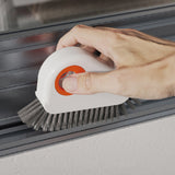 2-in-1 Groove Crevice Cleaning Brush Window Track Cleaning Tool with Hidden Scraper Orange
