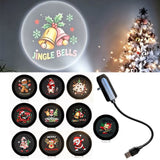 USB Powered Christmas Projector Light Moving Holiday Scene Projector with 4/10 Slides for Indoor Christmas Decorations