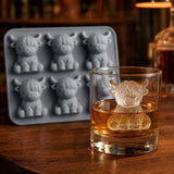 2 PCS 6 Cavity Silicone Highland Cow Ice Cube Molds Grey