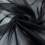 3 Piece Sheer Rod Pocket Curtains Polyester for Room Divider Black