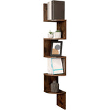 5 Tier Corner Zigzag DVD CD Storage Shelf Wall Mount Display Rack Brown