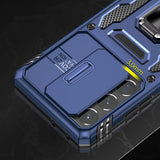 Heavy Duty Case with Ring Stand for Samsung Galaxy Phones Dark Blue