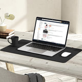 Large PU Leather Gaming Keyboard Mouse Pad Mat for Office Home Black