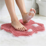 Non Slip Shower Mat 30x28cm Suction Back and Foot Cleaning Pink