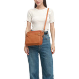 Women PU Leather Crossbody Bag Multifunctional Three Layer Purse Shoulder Bag Tote Brown