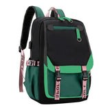 Girls Backpack for Middle School Students with USB Charging Port Green