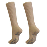 2 Pair Non-Slip Grip Socks for Yoga & Pilates Khaki