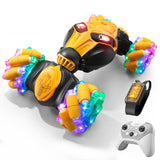 4WD Gesture Sensing RC Stunt Car with Drift Lights & Music Hand-Controlled Toy Yellow