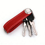 Leather Smart Key Holder Folding Key Organizer Clip Keychain Red