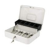 Locking Cash Box with Lock Money Box with Cash Tray Secure Box White