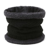 Uisex Beanie Cap Winter Knitted Hat Neck Warm Scarf Fleece Ski Accessories Black
