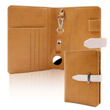 RFID Blocking Passport Wallet Travel Passport Card Case with Airtag Holder Brown