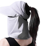 2PCS 3 in 1 Ponytail Sun Hat with Detachable Face Cover and Chin Strap Black And Light Gray