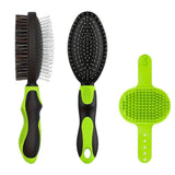 2PCS Pet Grooming Tools Double-Sided Brush for Shedding and Bathing for Short/Long Haired Dogs Cats Green