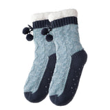 Non Slip Cabin Soft Fleece Socks For Womens Winter Warm Thick Thermal Cozy Plush Blue