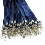50PCS ID Badge Lanyards Polyester Flat with 360 Swivel Hooks Blue