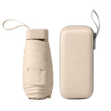 Mini Folding Travel Umbrella with UPF50+ Sun Protection for Outdoor Use Beige
