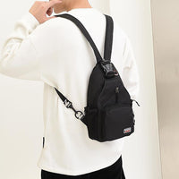 Water-resistant Travel Chest Pack Outdoor Shoulder Sling Bag Crossbody Bag with Earphone Hole Black