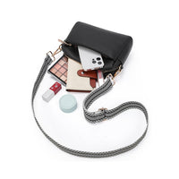 Crossbody Purse for Women Zipper Cell Phone Handbag with Adjustable Guitar Strap Black