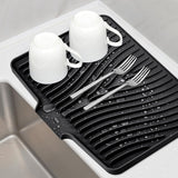 Silicone Dish Drying Mat for Kitchen Counter Non-Slip Drain Pad Black