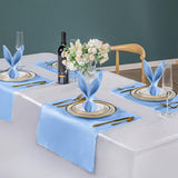 10 PCS Polyester Satin Dinner Napkins for Weddings Hotels Dining Blue