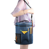 Large Capacity Knitting Tote Storage Bag Portable Yarn Organizer with Shoulder Strap Yarn Bags Blue