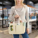 Large Canvas Tote Bag for Women Laptop Work Book Bags Crossbody Handbag Shoulder Travel Gym Bag Beige