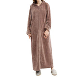 Unisex Bathrobe for Womens Flannel Fleece Robes Winter Warm Housecoat Nightgown Sleepwear Coffee