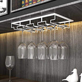 4-Slot Wine Glass Rack Holder Hanging Under Cabinet Stemware Storage Hanger for Kitchen Bar White