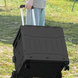 Folding Utility Cart Portable Shopping Camping Rolling Crate Handcart Telescoping Handle Black