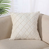Velvet Cushion Cover Rhombus Pleated for Bedroom Sofa Window Seat Beige