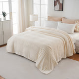 Soft & Fluffy Fleece Throw Blanket Perfect for Sofa Couch Chair Bed Living Room & Bedroom Beige