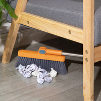 180 Degree Rotatable Broom with Foldable Standing Dustpan Set for Home Office Cleaning Orange