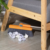 180 Degree Rotatable Broom with Foldable Standing Dustpan Set for Home Office Cleaning Orange