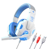 3.5mm Wired Gaming Headset with Mic LED Light Gaming Headphones for Laptop Computer Cellphone White
